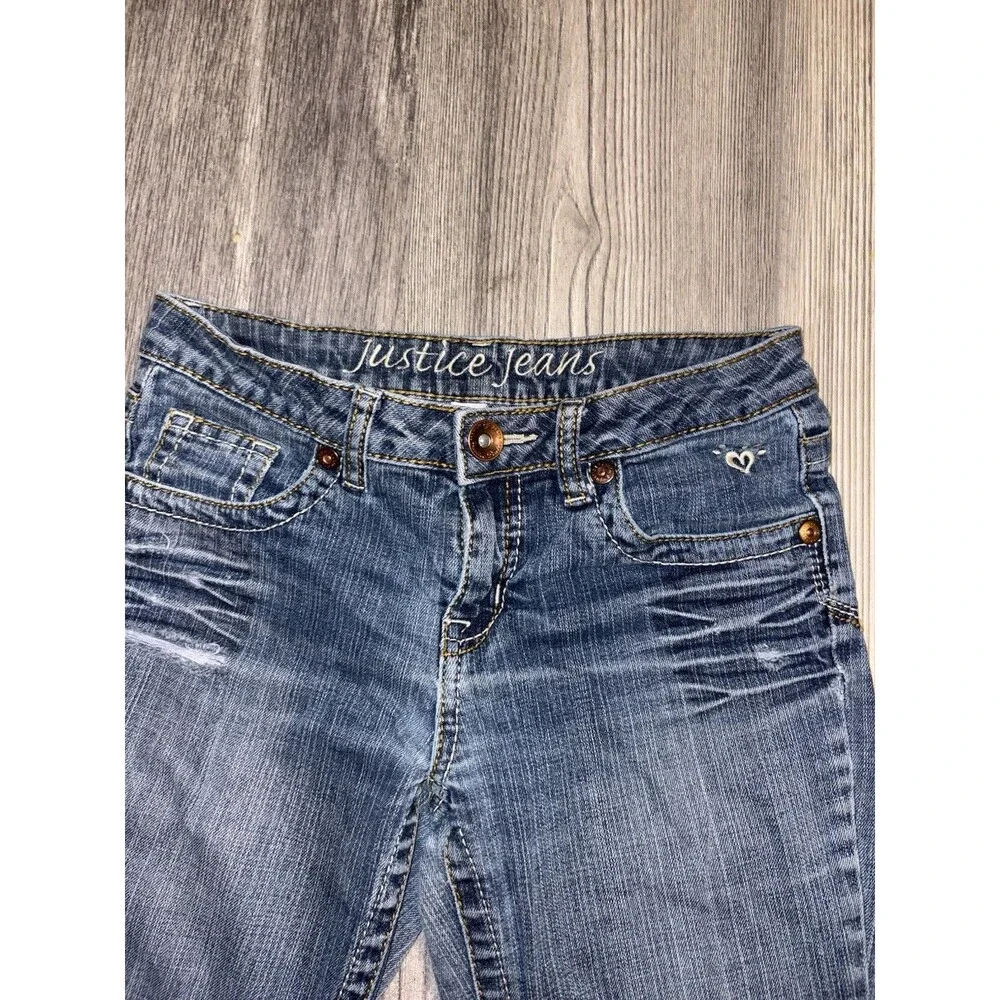 Vintage ~ Justice Distressed Medium Wash Blue Jeans Denim 14S Short Girls Youth